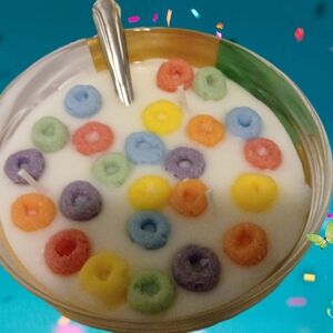 Fruit Loop Cereal Bowl Candle (With Resl Spoon)